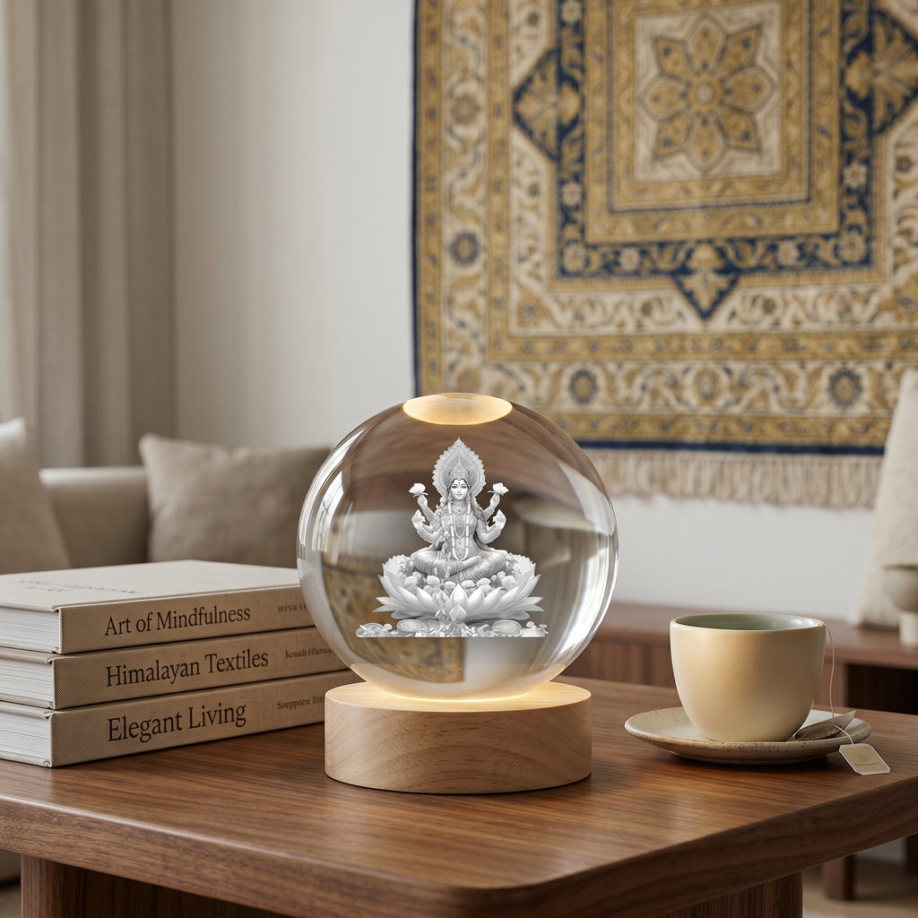 Premium 3D Lord Laxmi ji Crystal Night Light Lamp