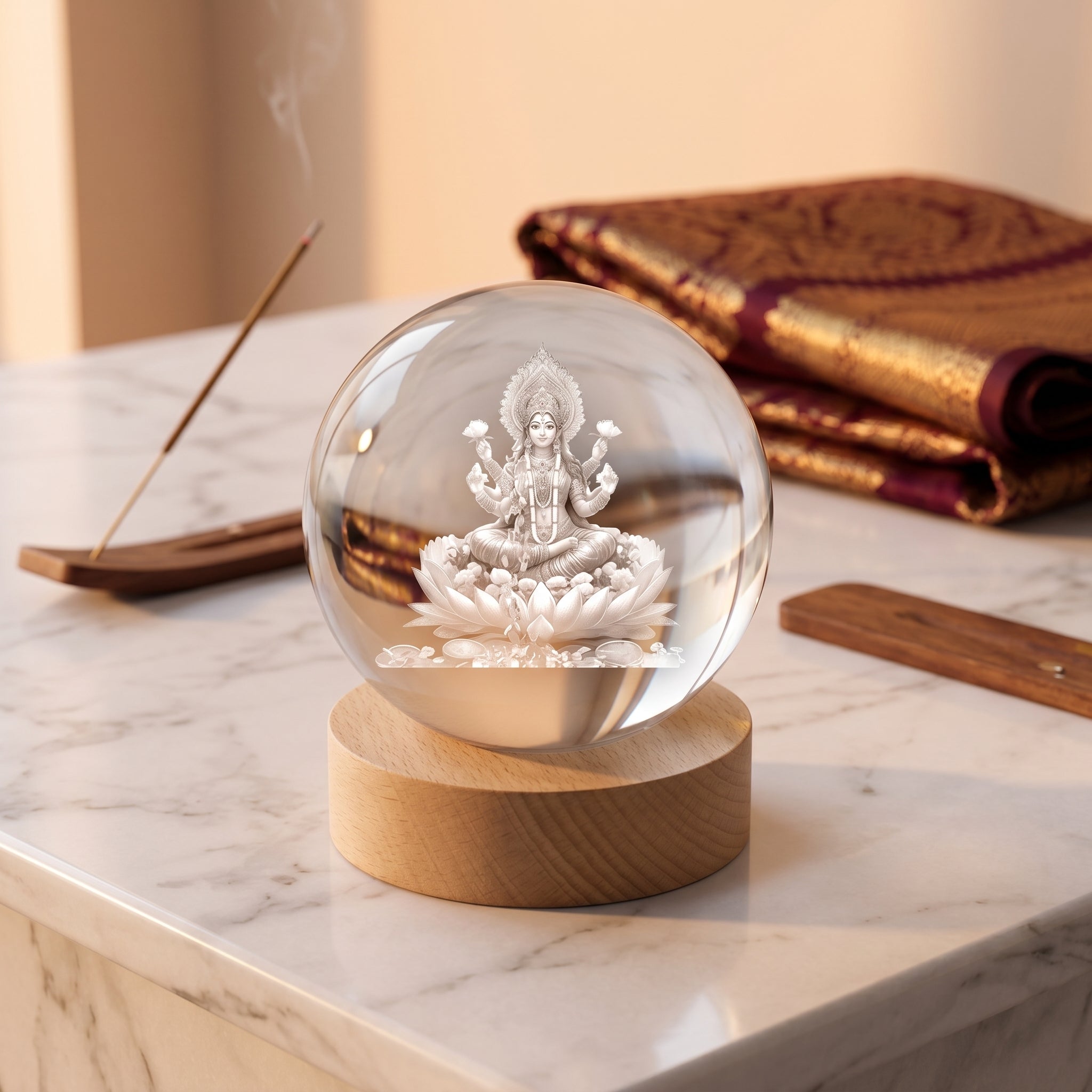 Premium 3D Lord Laxmi ji Crystal Night Light Lamp