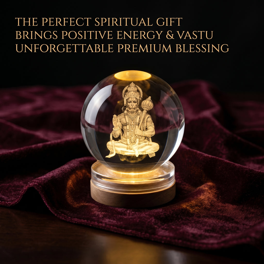 Premium 3D Lord Hanuman Crystal Night Light Lamp