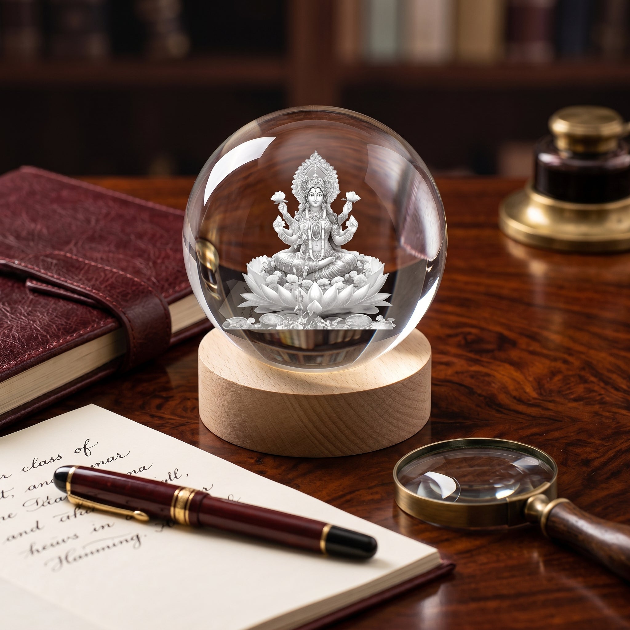 Premium 3D Lord Laxmi ji Crystal Night Light Lamp