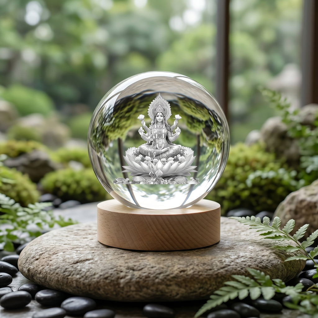 Premium 3D Lord Laxmi ji Crystal Night Light Lamp