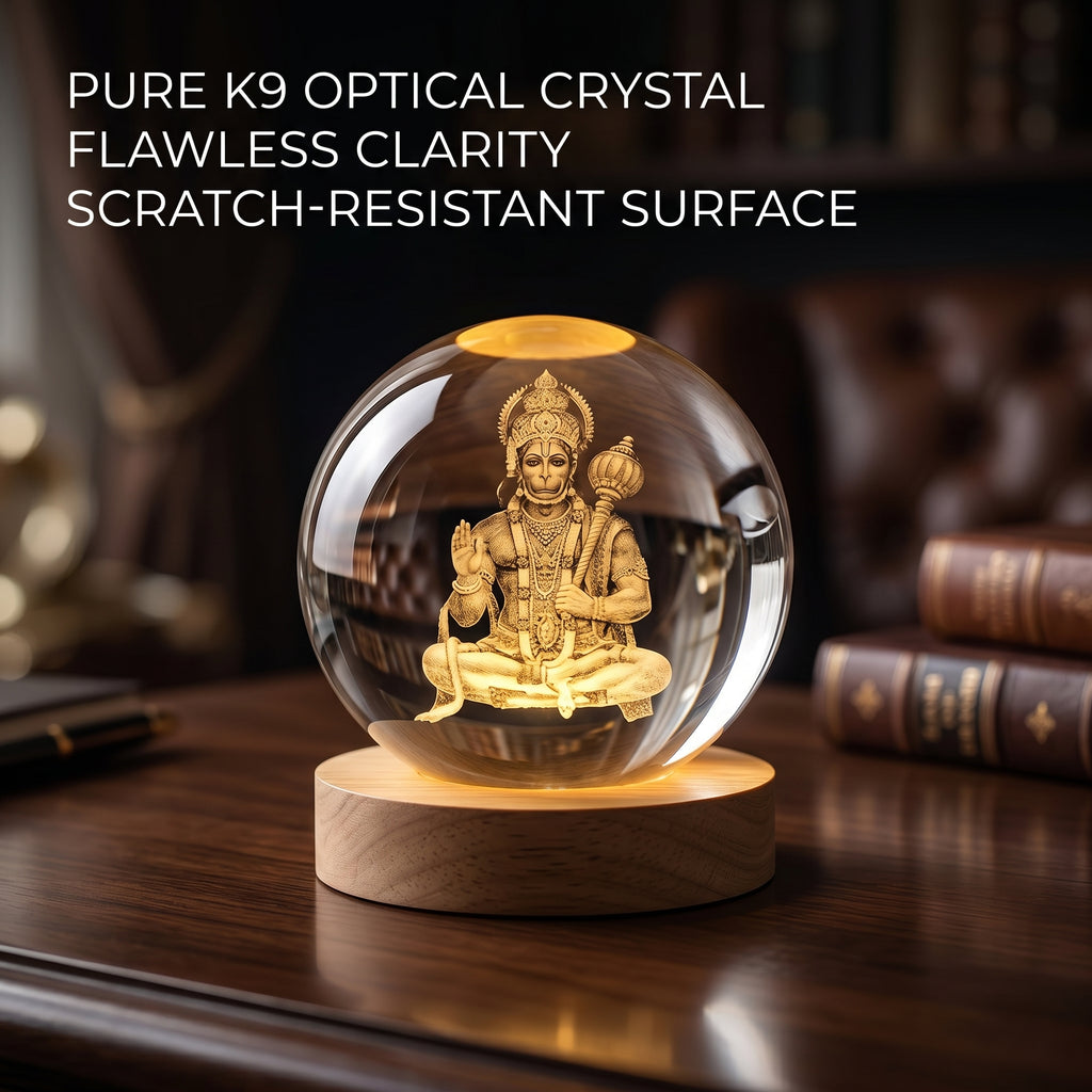 Premium 3D Lord Hanuman Crystal Night Light Lamp