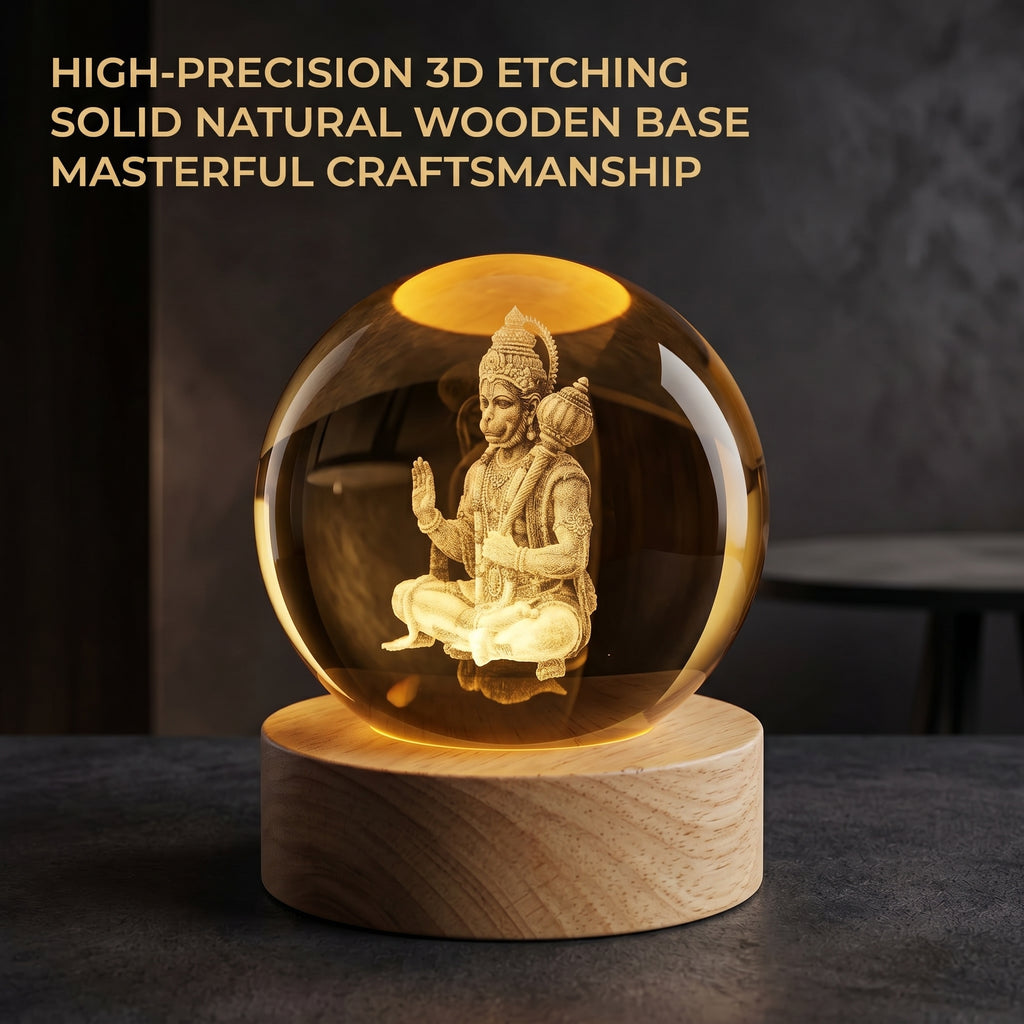 Premium 3D Lord Hanuman Crystal Night Light Lamp
