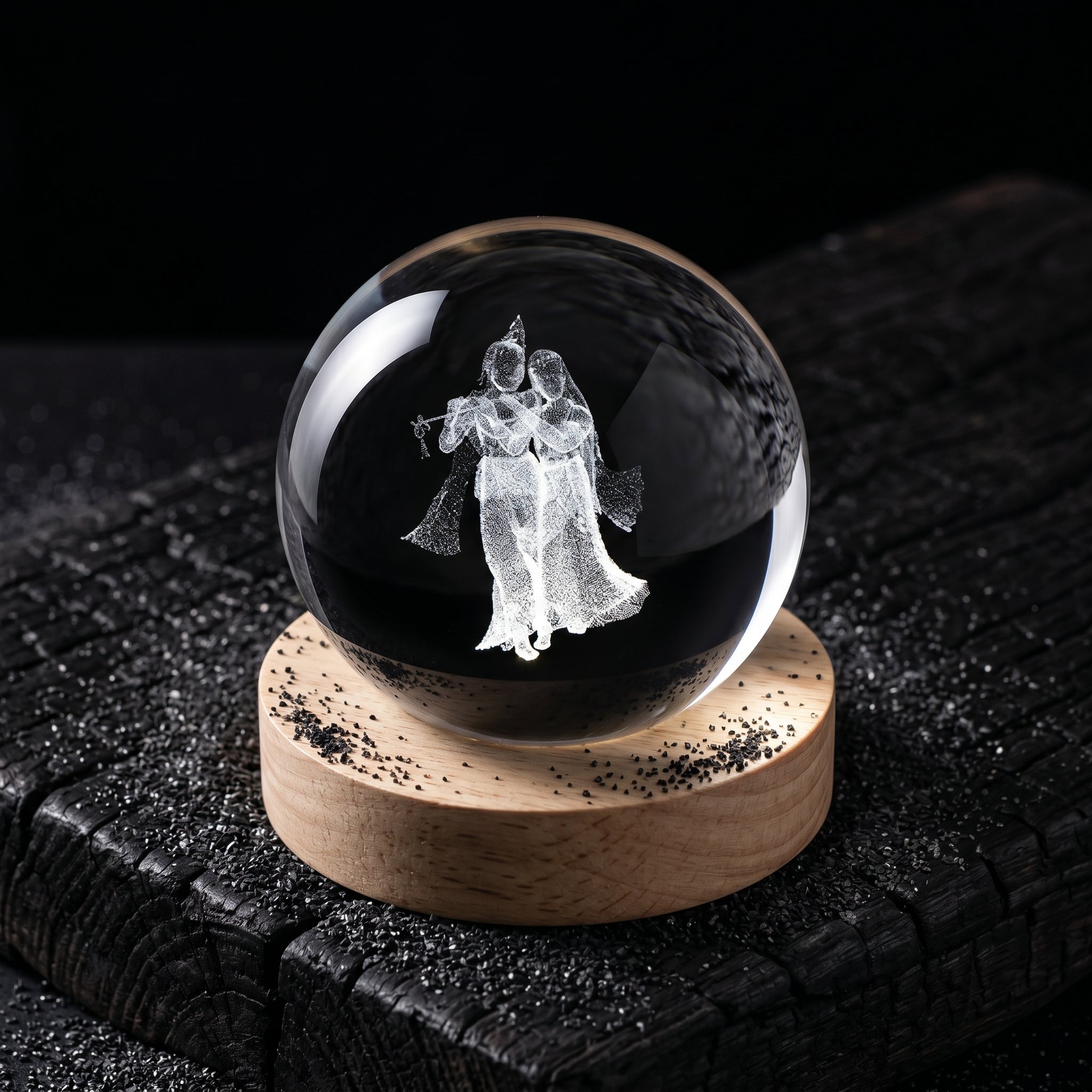 Premium 3D Radha Krishna Crystal Night Light Lamp