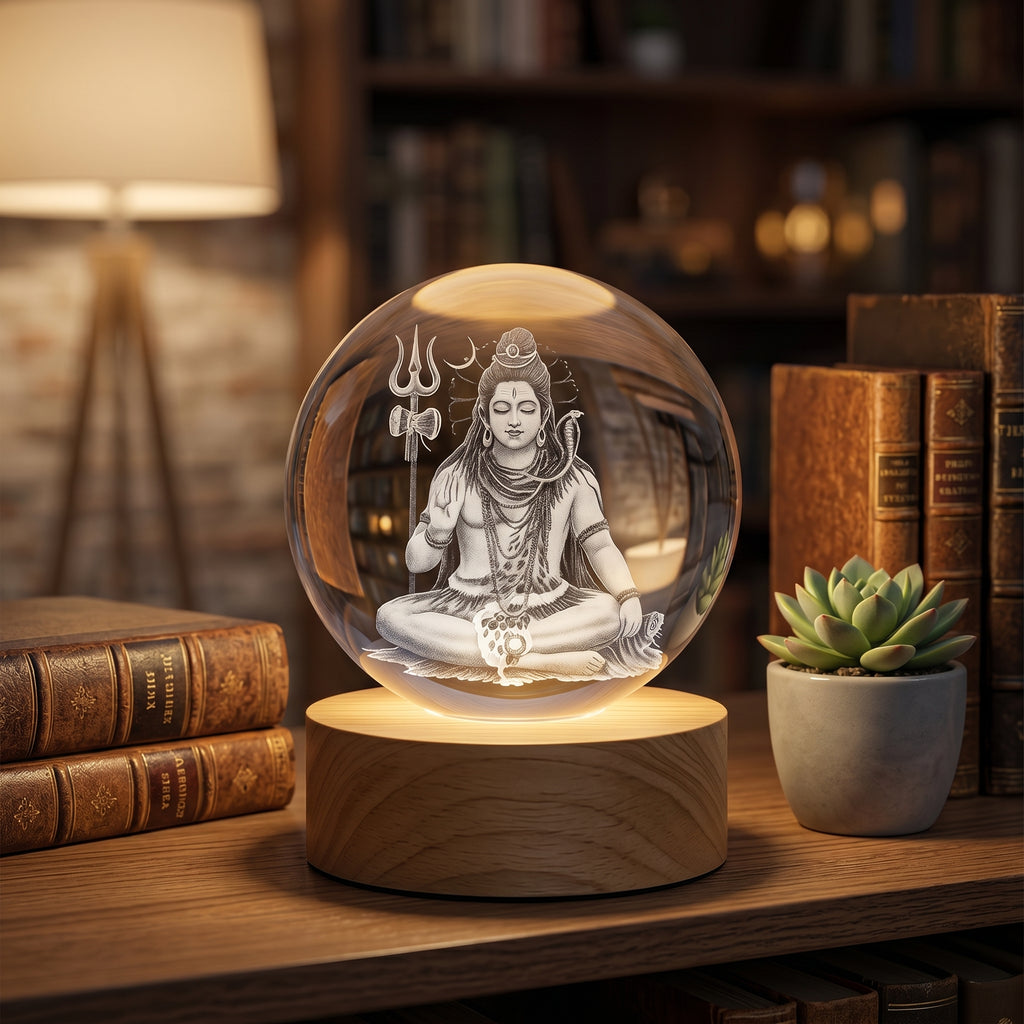 Premium 3D Lord Shiv Crystal Night Light Lamp