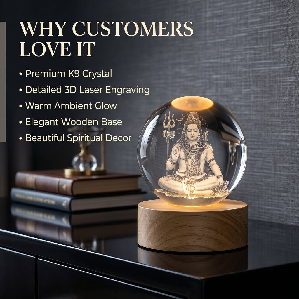 Premium 3D Lord Shiv Crystal Night Light Lamp