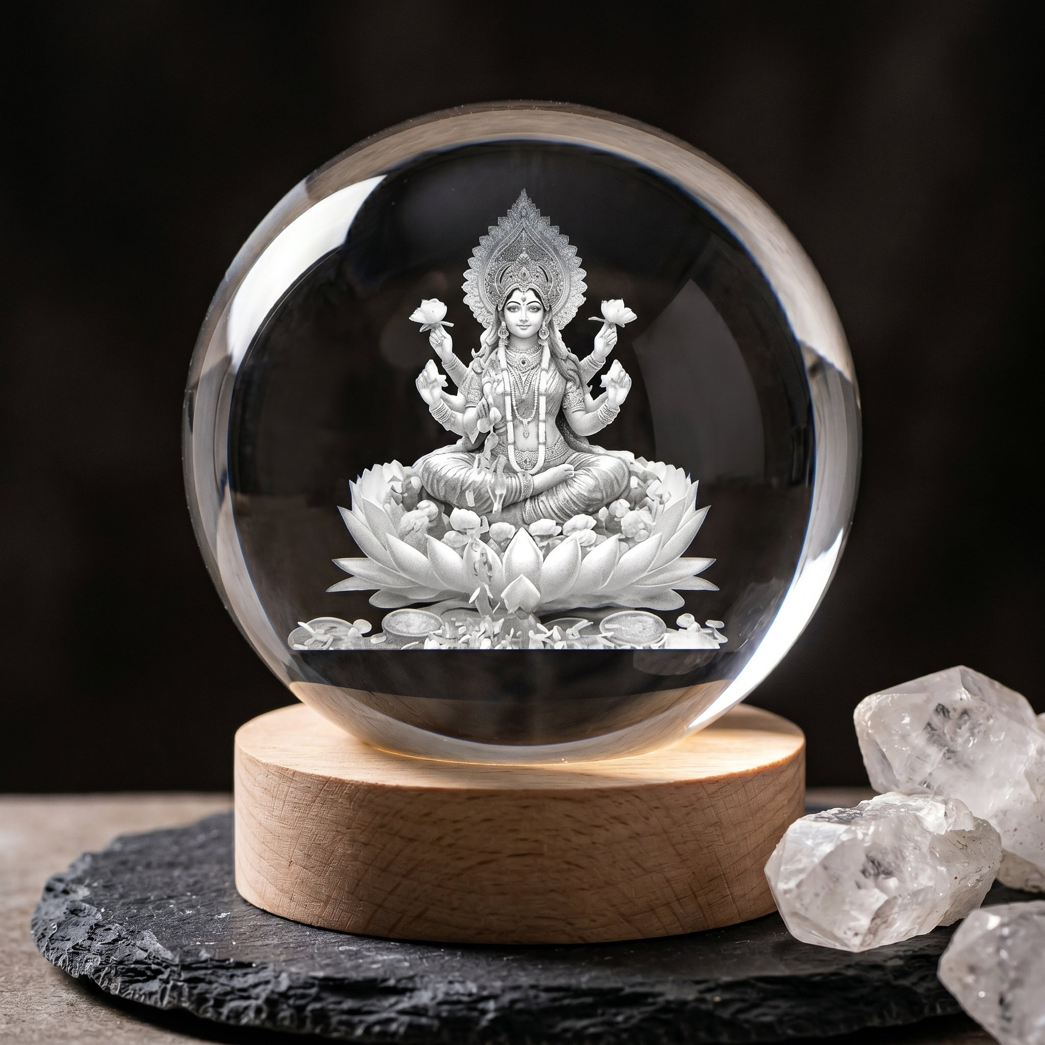 Premium 3D Lord Laxmi ji Crystal Night Light Lamp