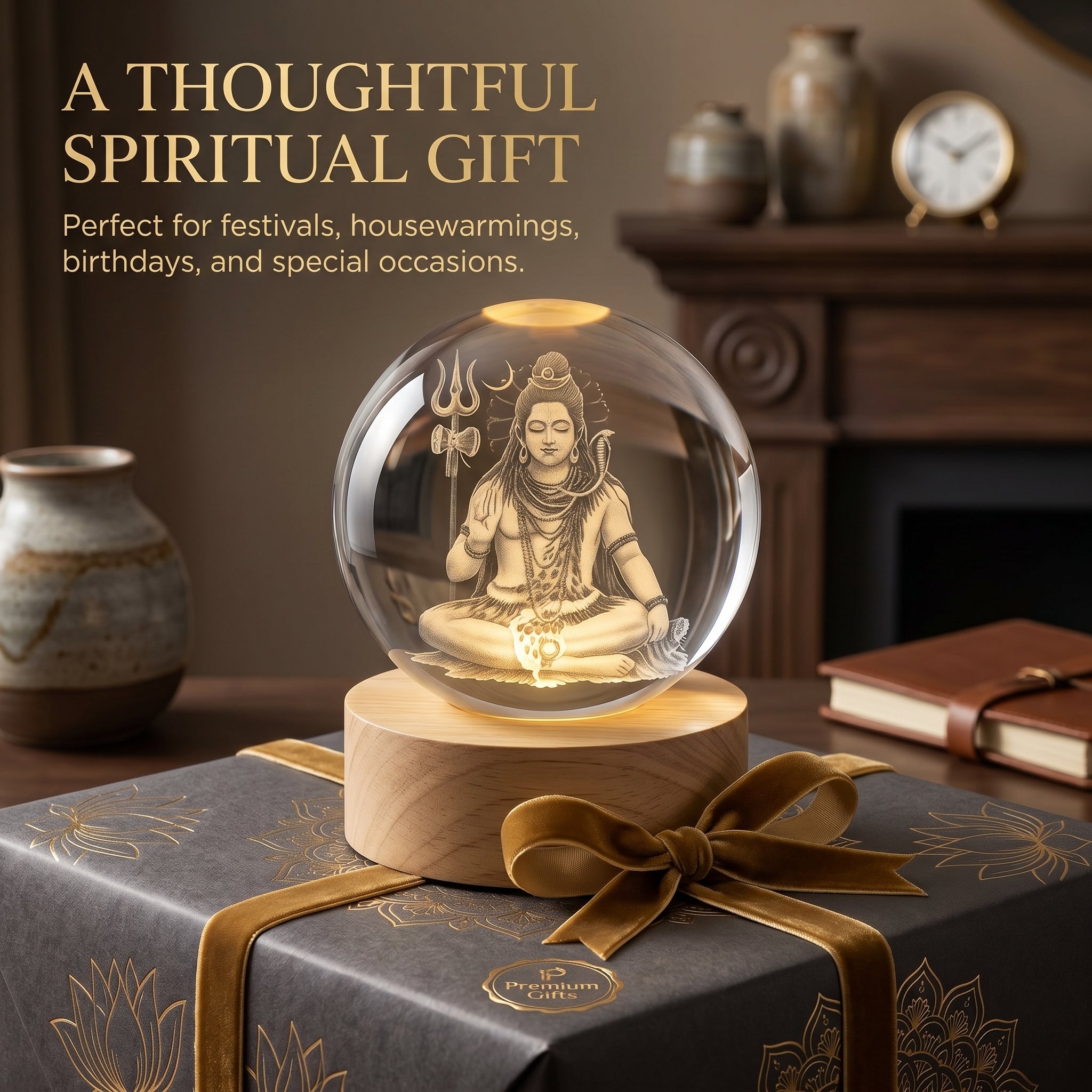 Premium 3D Lord Shiv Crystal Night Light Lamp