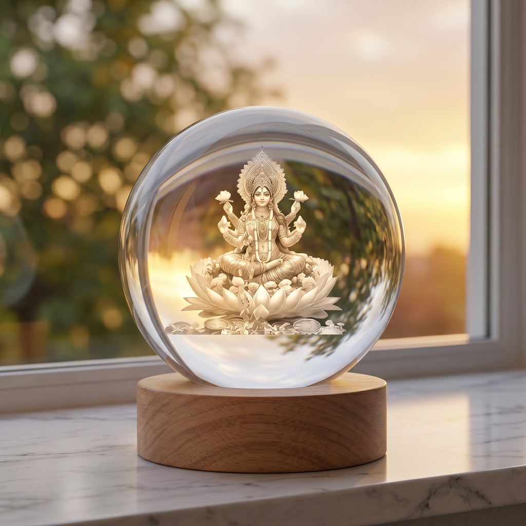 Premium 3D Lord Laxmi ji Crystal Night Light Lamp