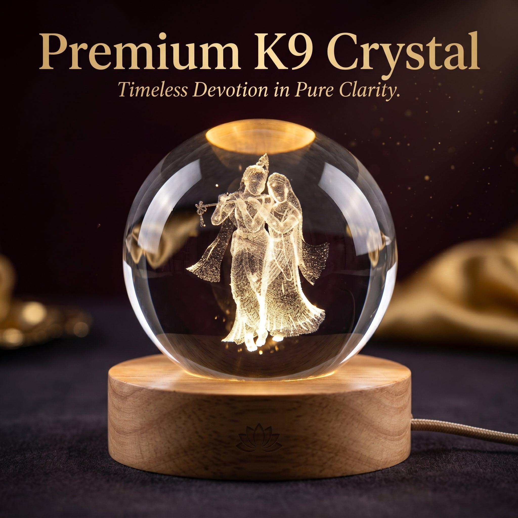 Premium 3D Radha Krishna Crystal Night Light Lamp