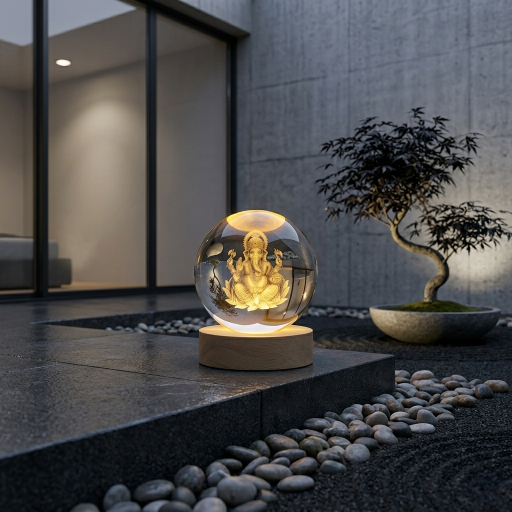 Premium 3D Ganesha Crystal Night Light Lamp