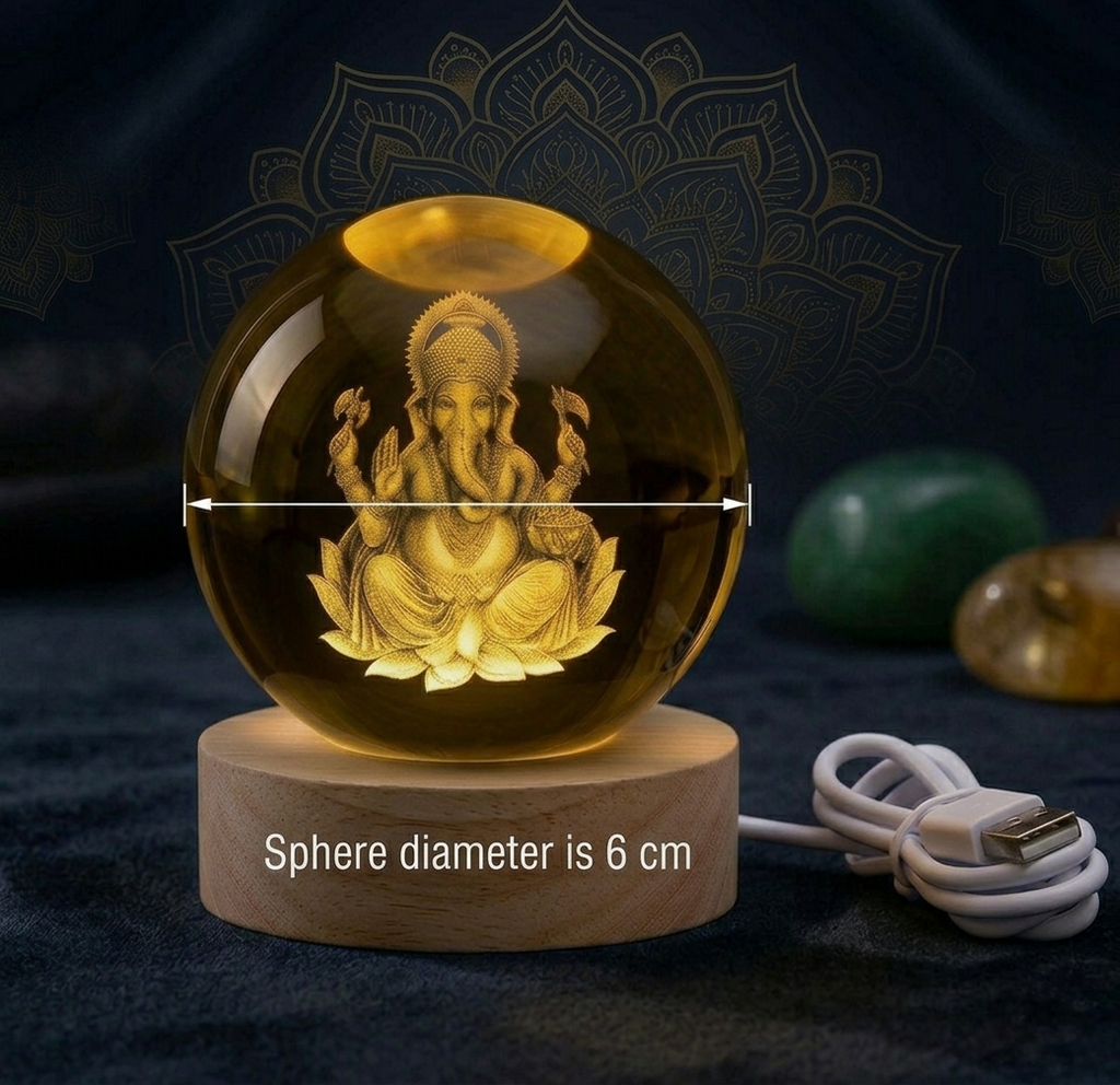 Premium 3D Ganesha Crystal Night Light Lamp