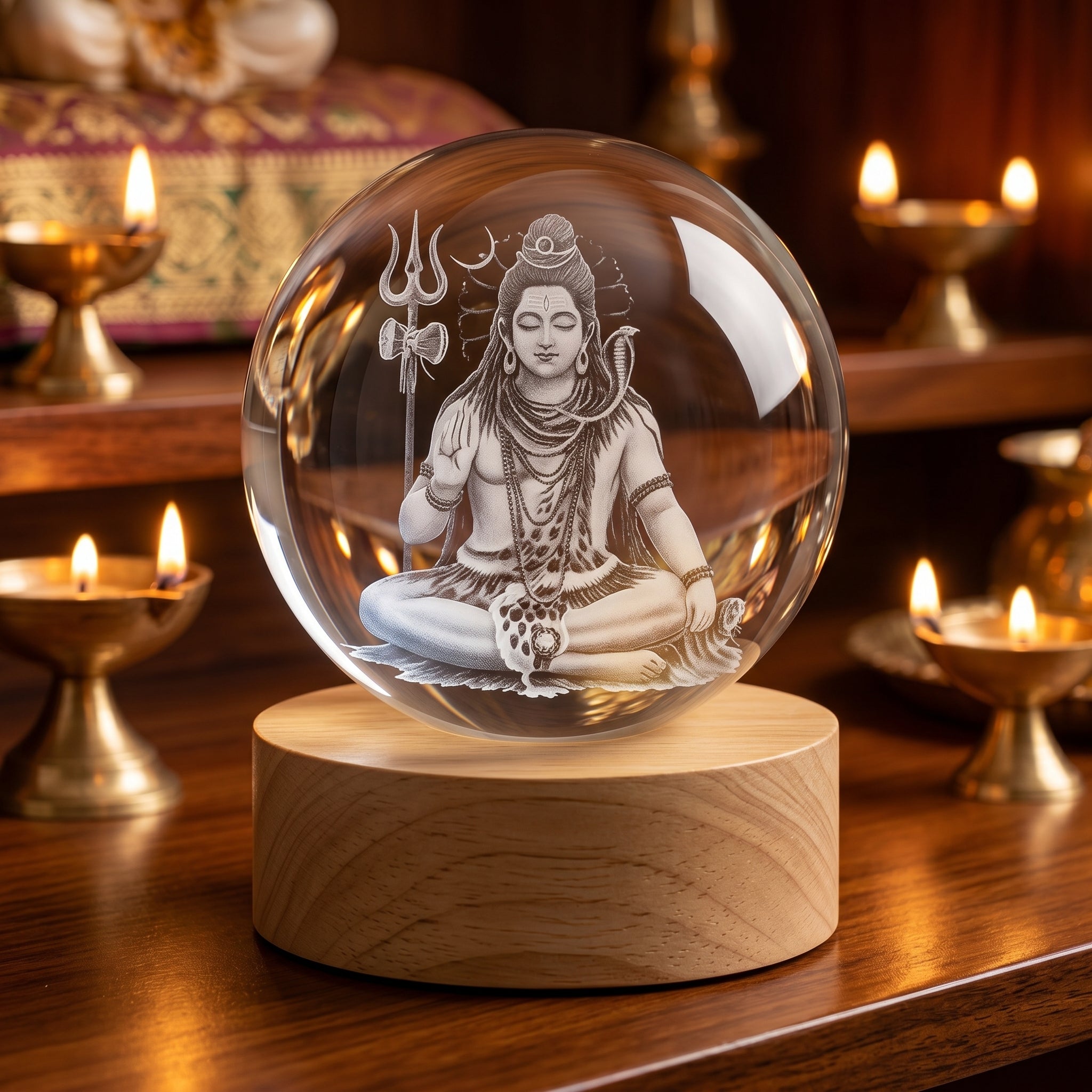 Premium 3D Lord Shiv Crystal Night Light Lamp