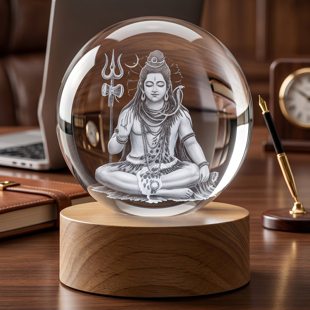 Premium 3D Lord Shiv Crystal Night Light Lamp