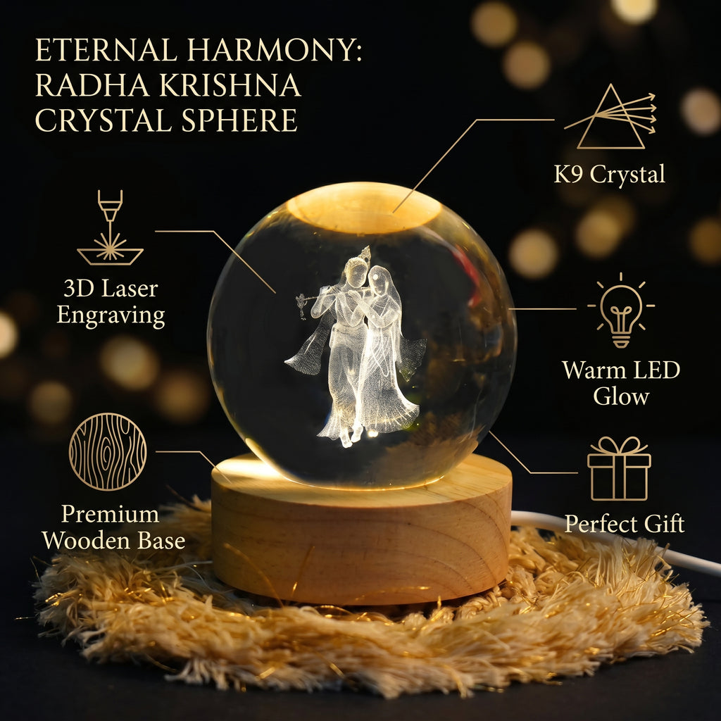 Premium 3D Radha Krishna Crystal Night Light Lamp