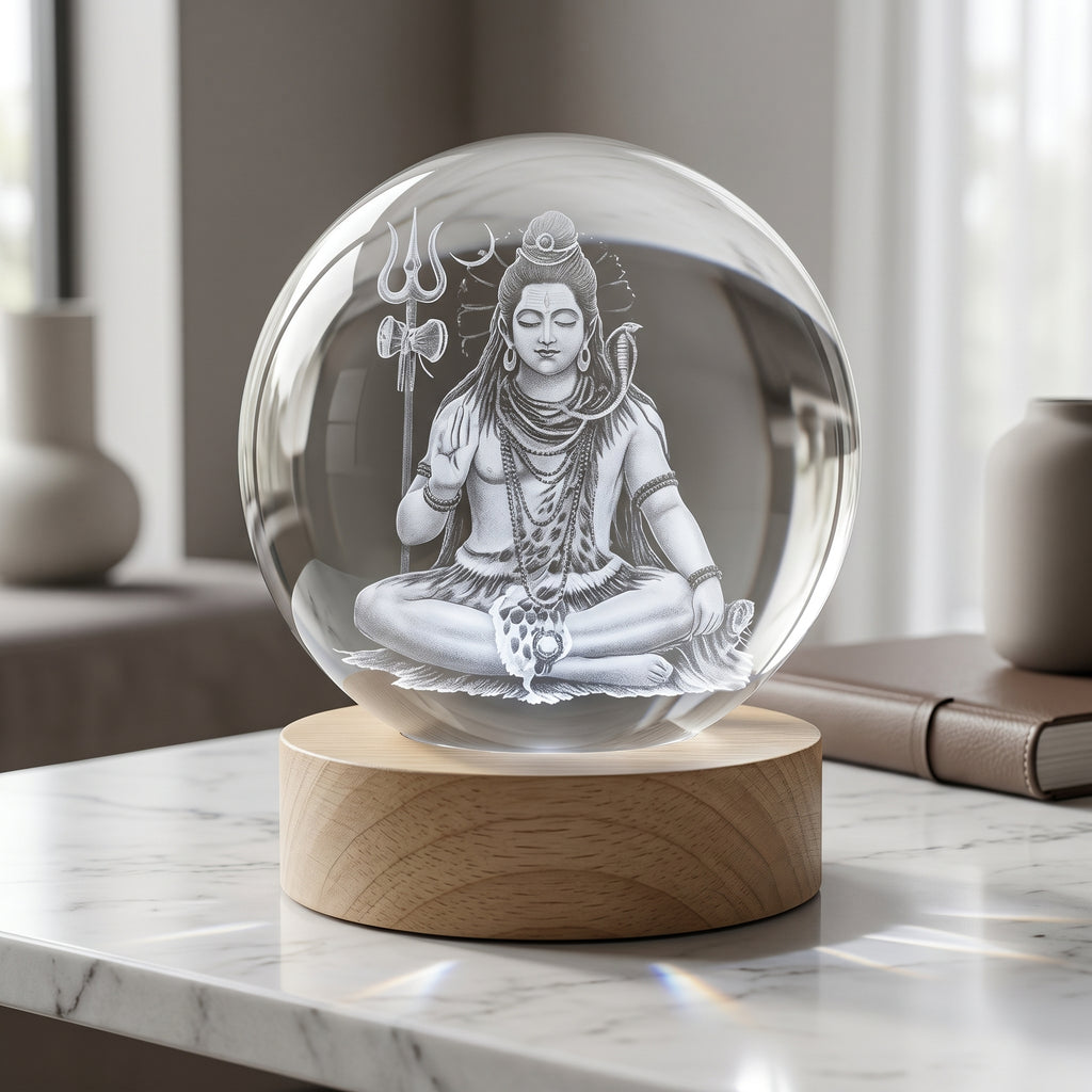 Premium 3D Lord Shiv Crystal Night Light Lamp