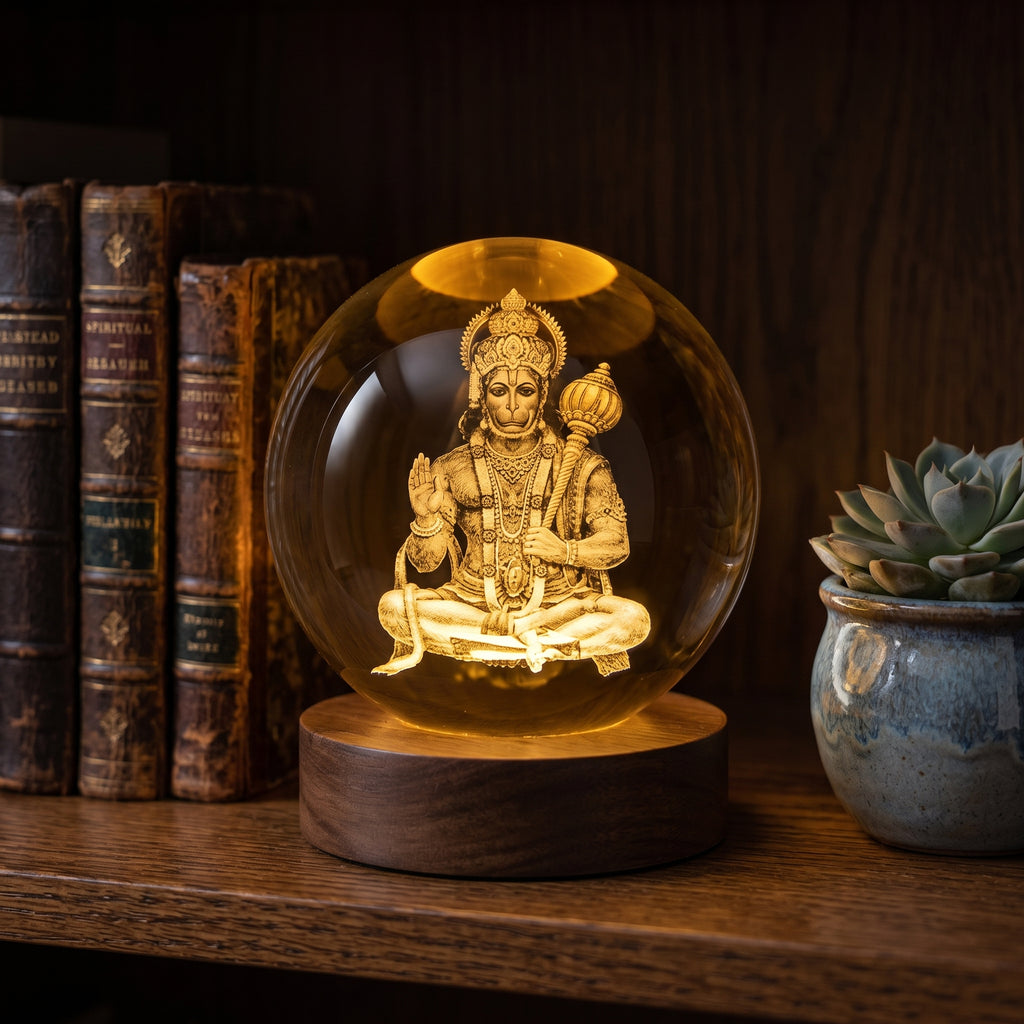 Premium 3D Lord Hanuman Crystal Night Light Lamp