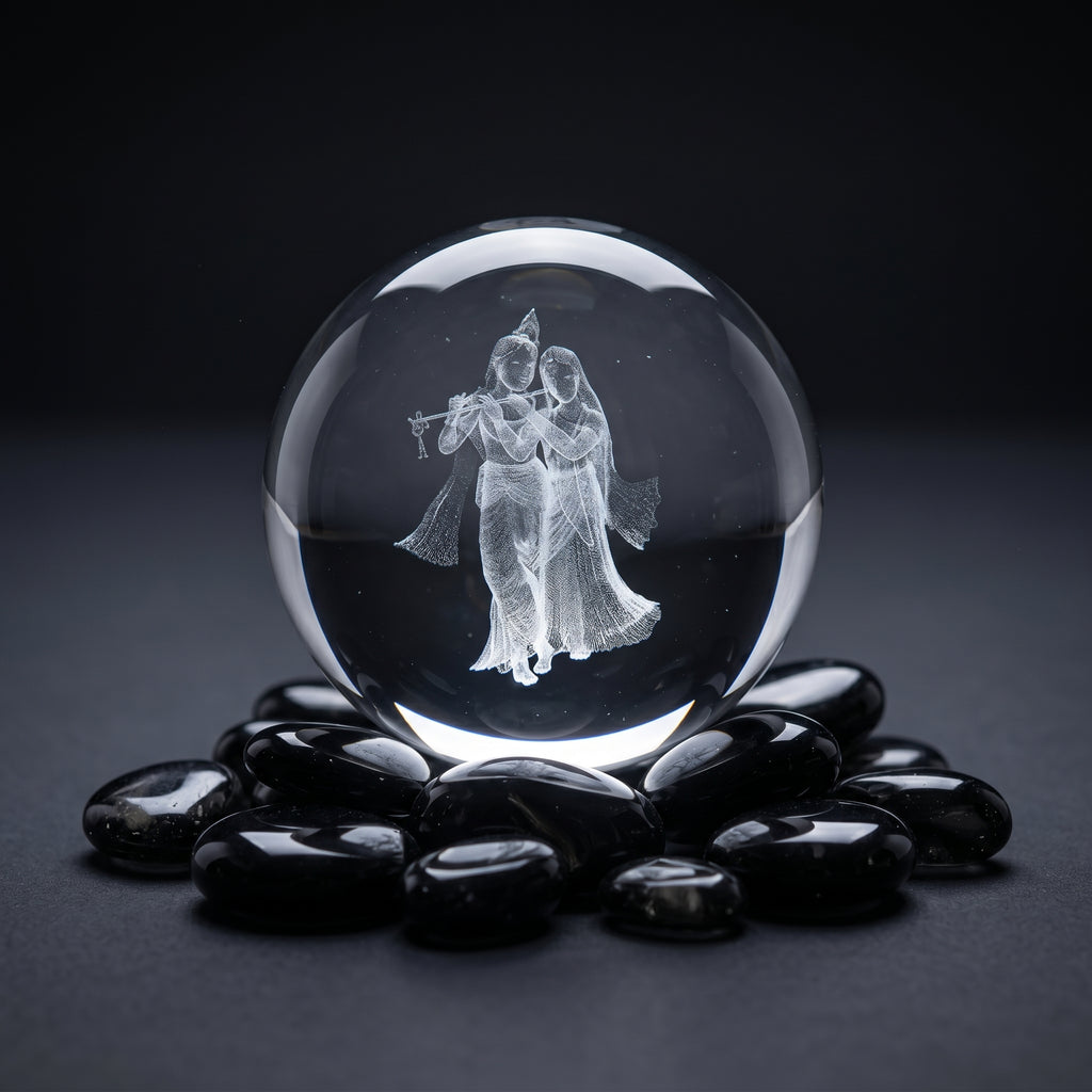 Premium 3D Radha Krishna Crystal Night Light Lamp