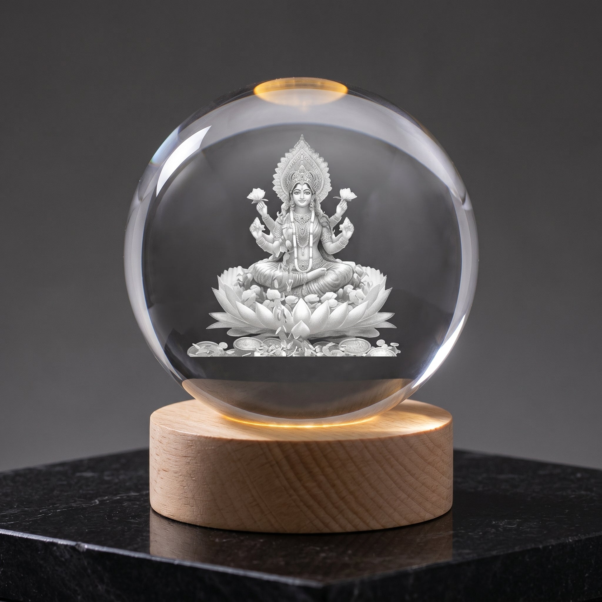 Premium 3D Lord Laxmi ji Crystal Night Light Lamp