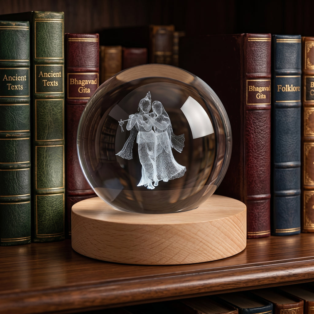 Premium 3D Radha Krishna Crystal Night Light Lamp