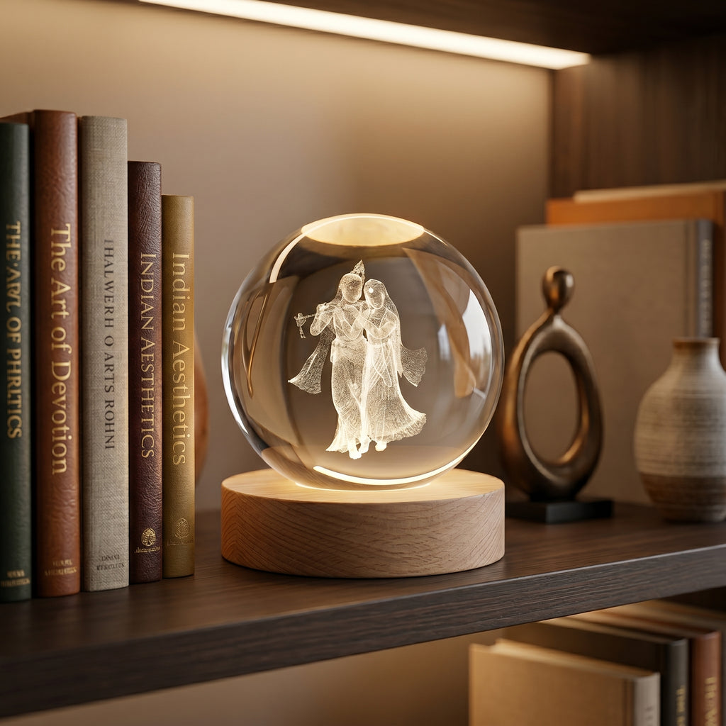 Premium 3D Radha Krishna Crystal Night Light Lamp