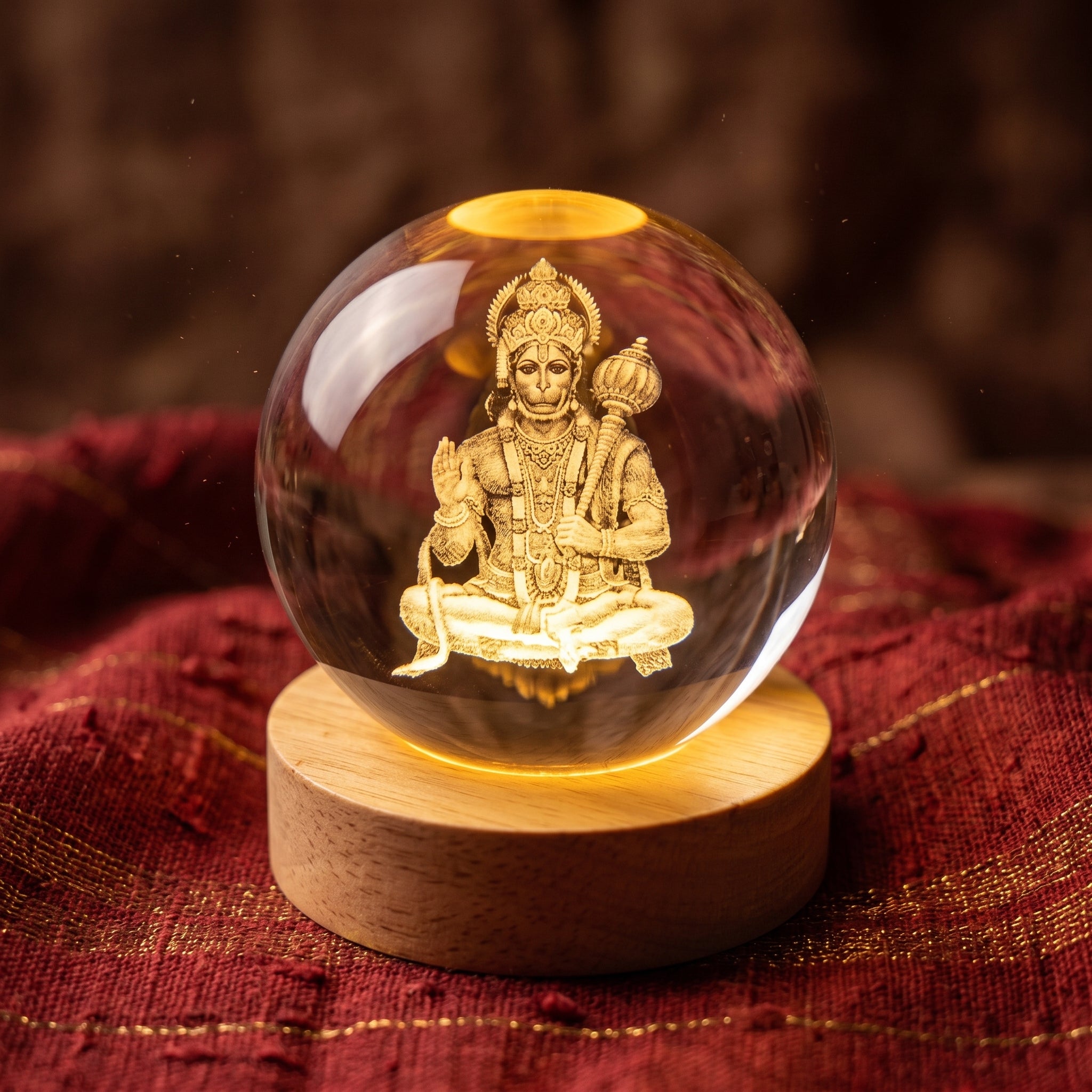 Premium 3D Lord Hanuman Crystal Night Light Lamp