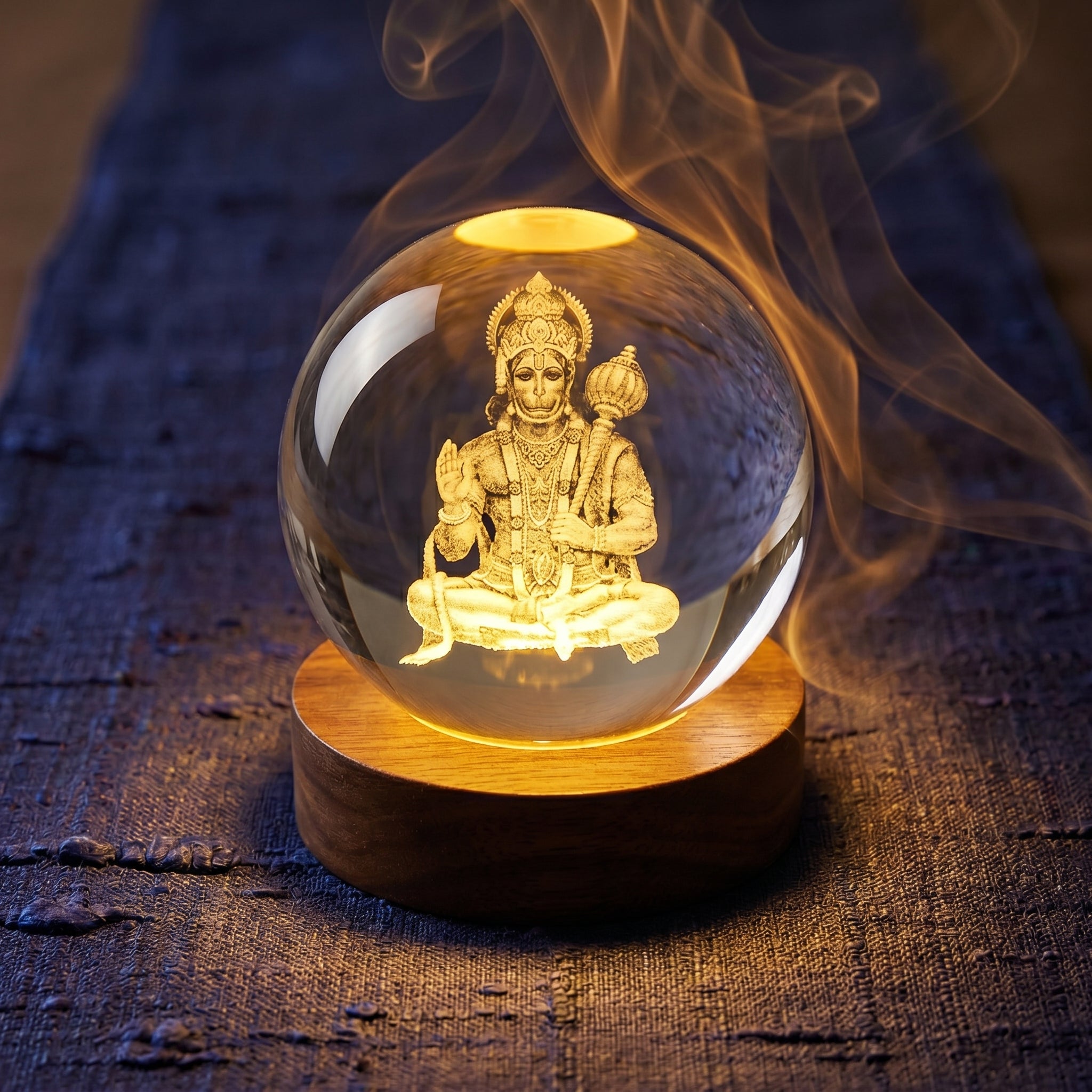 Premium 3D Lord Hanuman Crystal Night Light Lamp