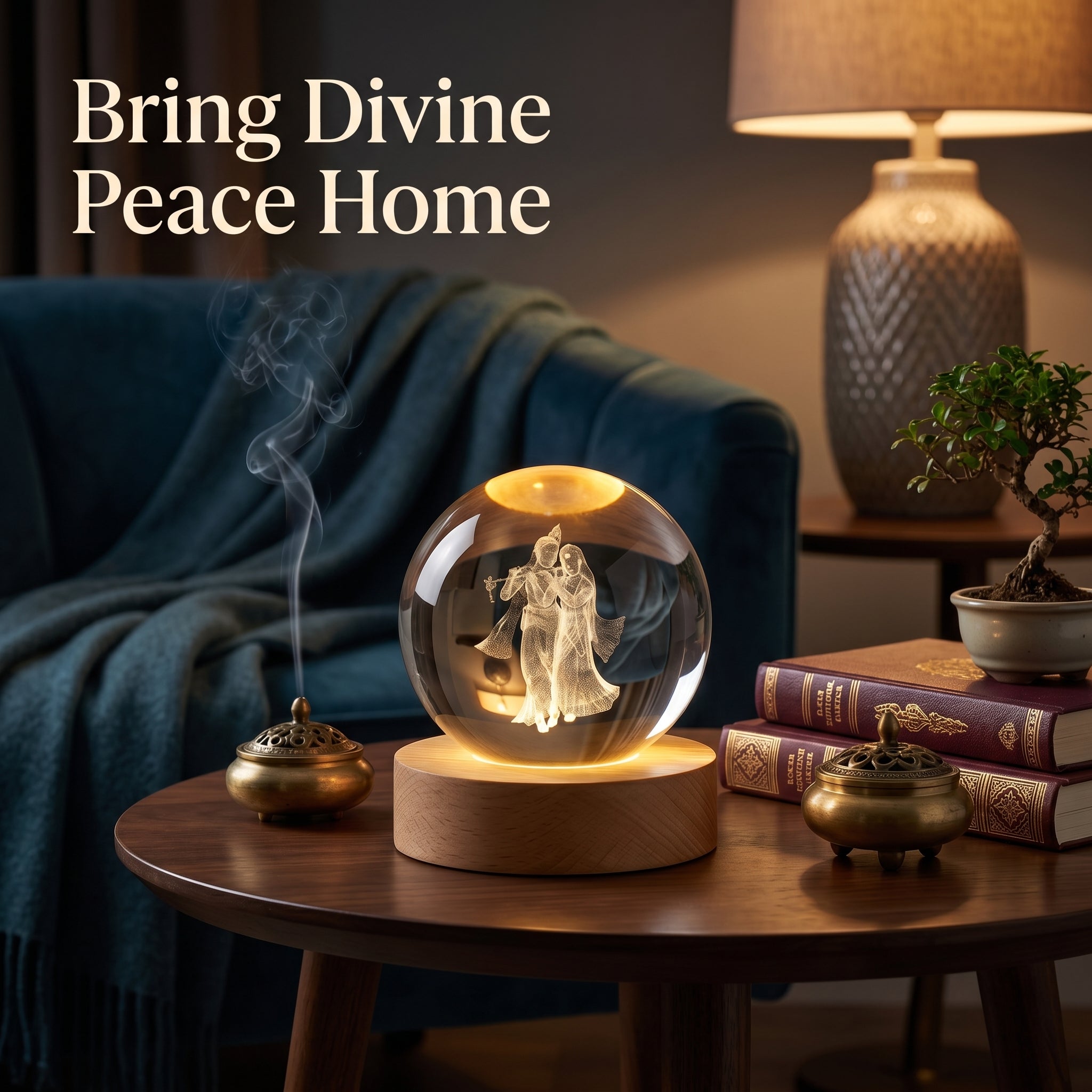 Premium 3D Radha Krishna Crystal Night Light Lamp