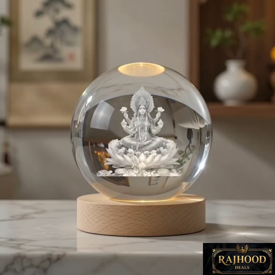 Premium 3D Lord Laxmi ji Crystal Night Light Lamp