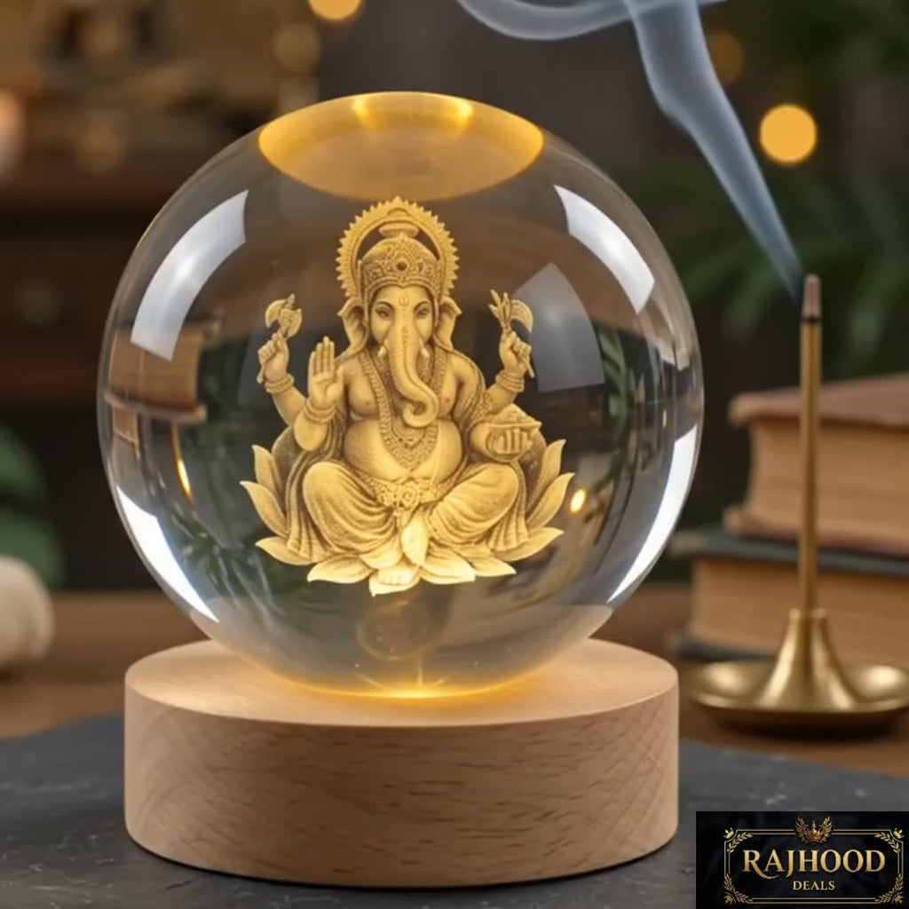 Premium 3D Ganesha Crystal Night Light Lamp